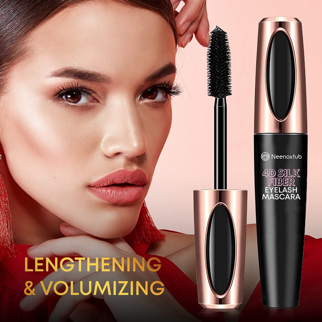 4D Silk Fiber Lash Mascara, Lengthening and Thick, Long Lasting, Waterproof & Smudge-Proof, Hypoallergenic Formula 2 Pack Black - Image 4