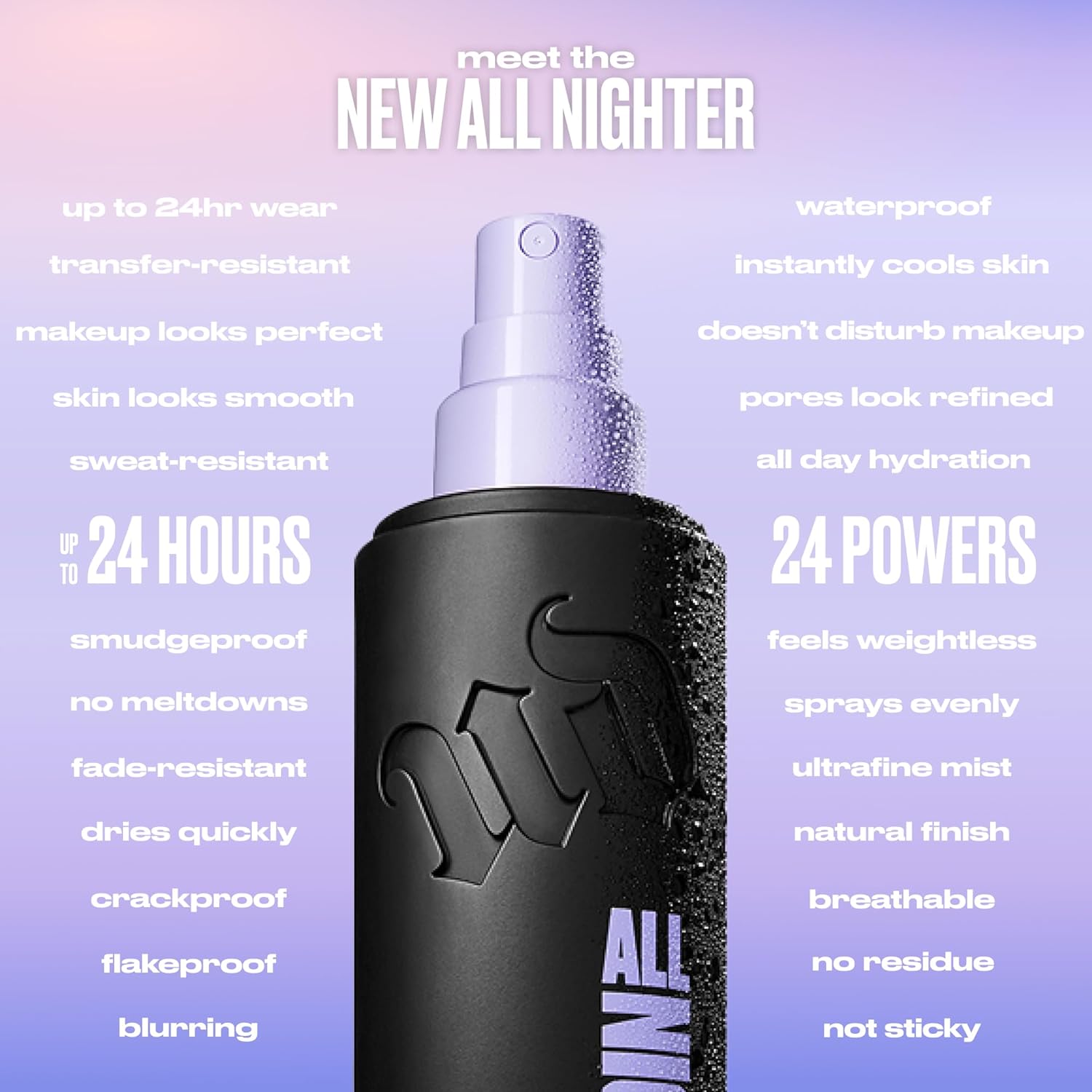 Urban Decay All Nighter Waterproof Makeup Setting Spray - Natural Finish, Up to 24HR Wear, Ultra-Fine Facial Mist, Hydrating Foundation Face Primer, Smudge-Proof, Transfer-Resistant, with Glycerin - Image 9