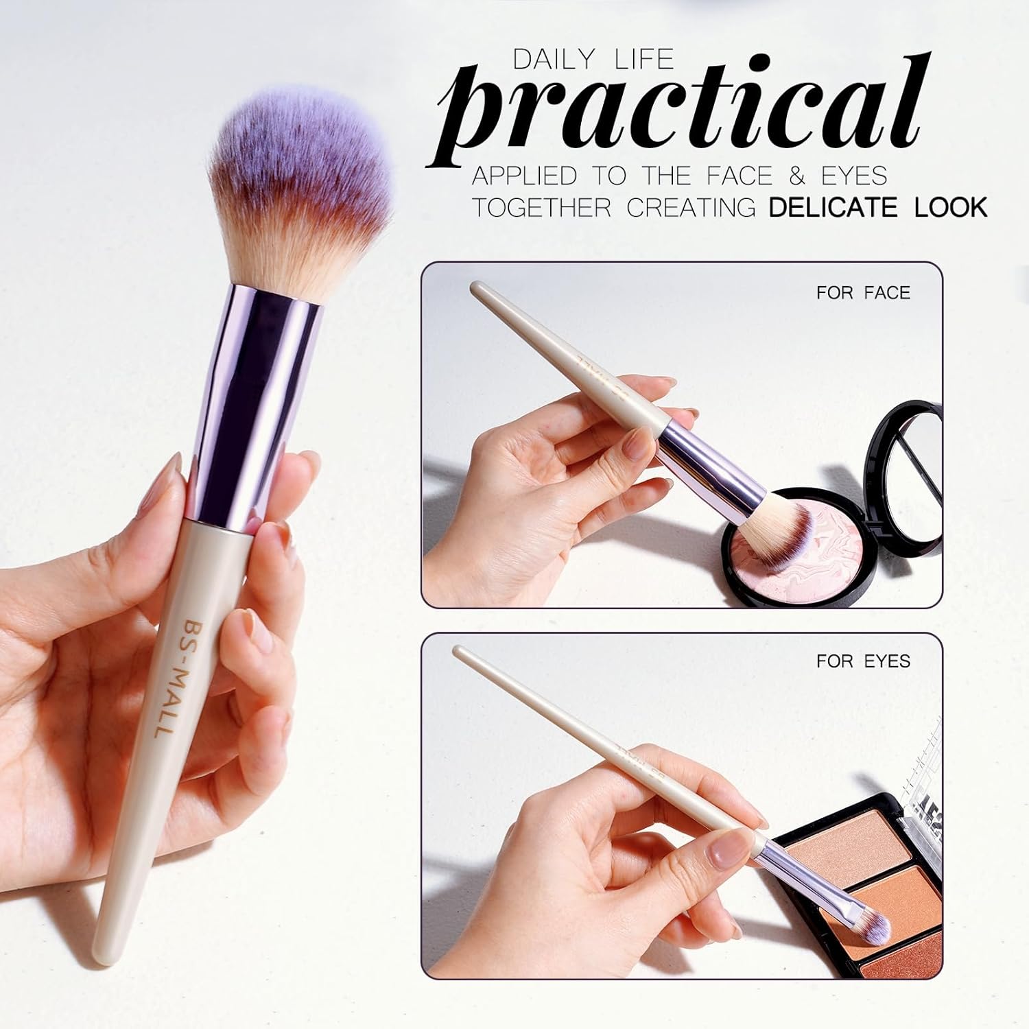 BS-MALL Makeup Brush Set 18 Pcs Premium Synthetic Foundation Powder Concealers Eye shadows Blush Makeup Brushes with black case - Image 7