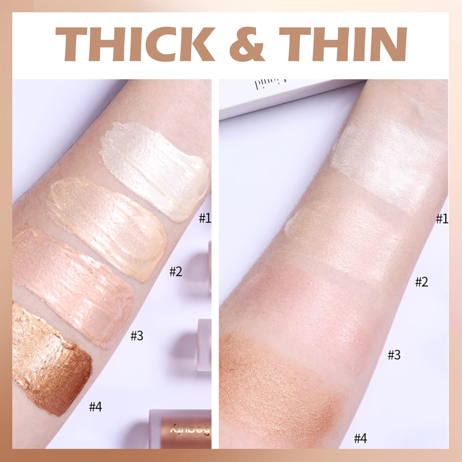 Erinde Liquid Highlighter, Face Bronzer Stick, Natural Glossy Finish, Lightweight Blendable Silky Smooth Cream Illuminator, Cruelty-Free, 01# Moonlight - Image 5