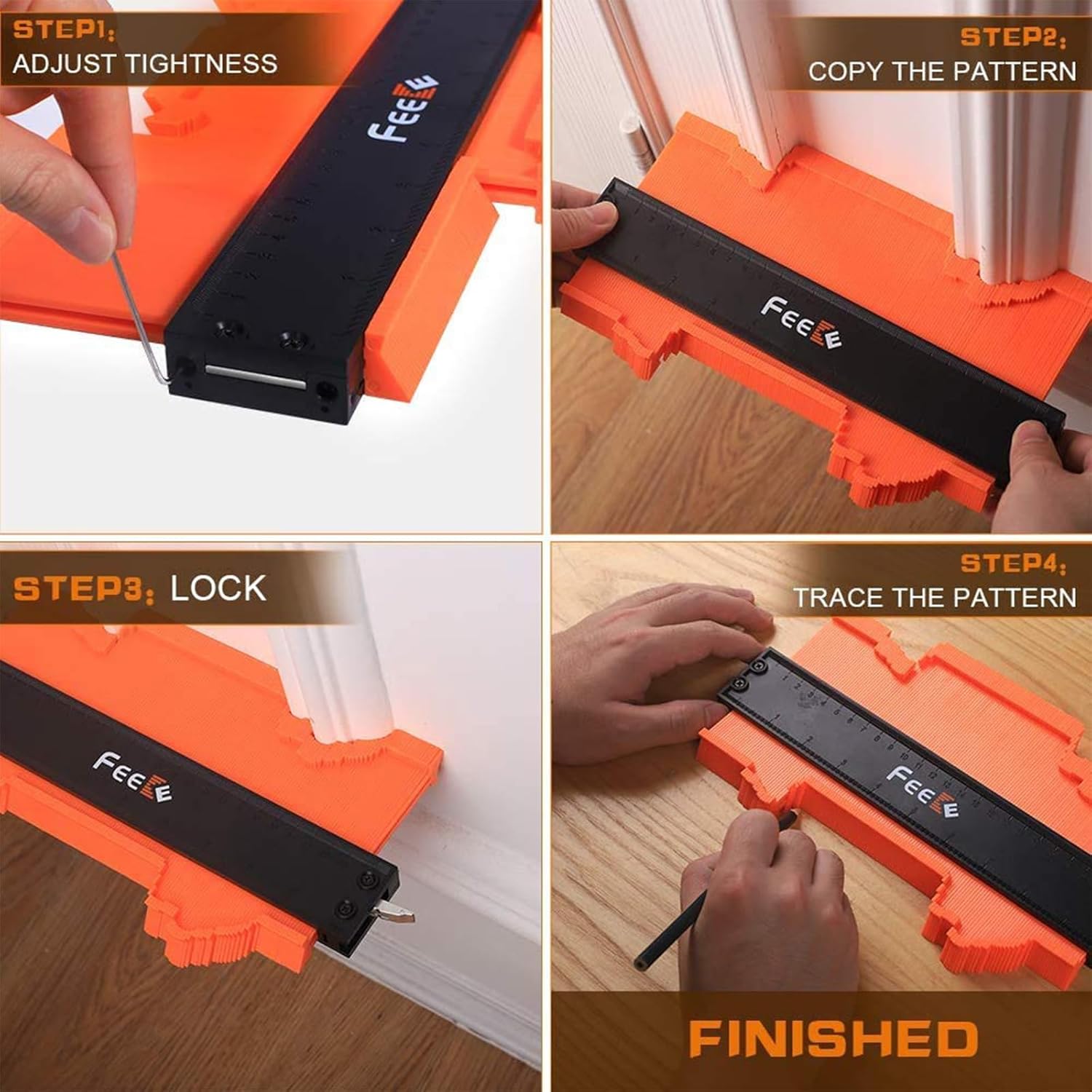 Contour Gauge (12 Inch) with Lock Profile Tool, Birthday Gifts for Men Dad Husband Him Super Contour Duplicator Men Gifts Woodworking Tools Carpenter Tools Construction Outline Angle Measuring Tool - Image 5