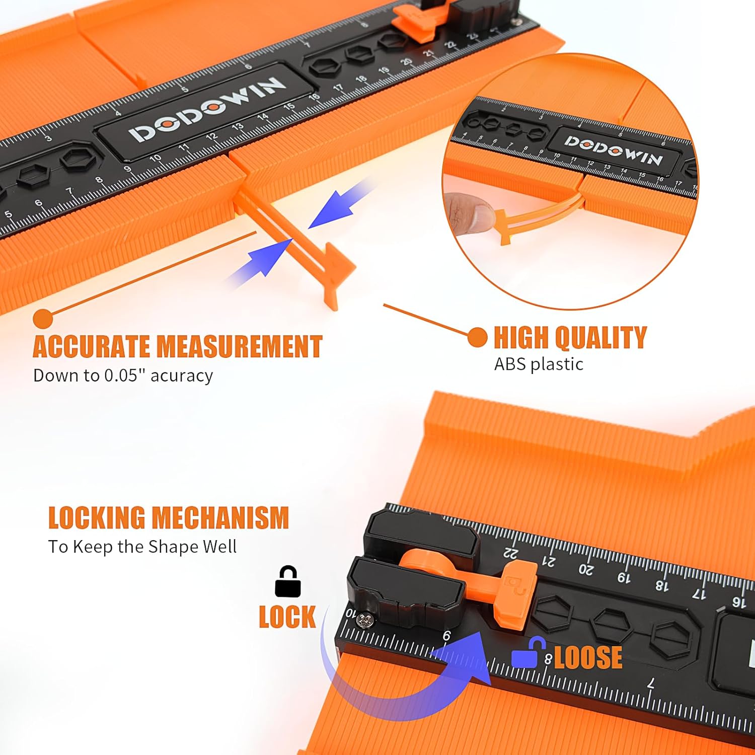 DODOWIN Contour Gauge Unlimited Connection Profile Tool 20 inch, Super Gauge Shape Outline Tool, Gift for Men Dad Him Husband,Welding Floor Woodworking Tool Tracing - Image 3