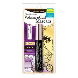HEROINE MAKE by KISSME Volumizing Mascara Waterproof & Curvy Brush for Eye Makeup | Waterproof Mascara Volume & Length by Defining Fiber for Long-lasting Natural Eyelash Look, from Japan, Black, 1 EA