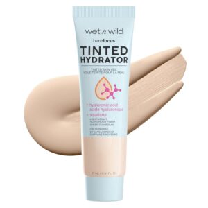 wet n wild Bare Focus Tinted Hydrator Tinted Skin Veil, Lightweight Buildable Coverage with Hyaluronic Acid & Vegan Squalane, Sheer-to-Medium Coverage, Semi-Matte Finish, Cruelty-Free – Light Medium