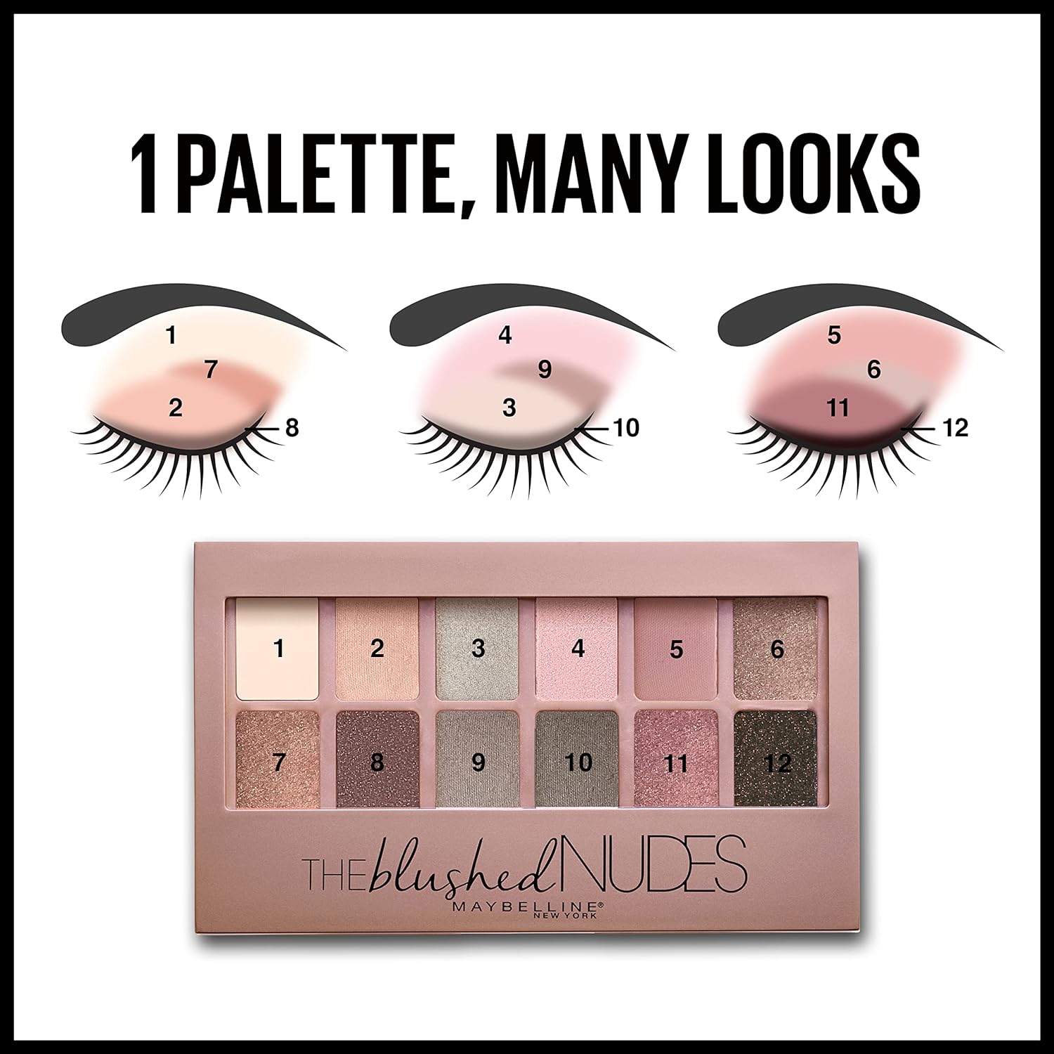 Maybelline The Blushed Nudes Eyeshadow Palette Makeup, 12 Pigmented Matte & Shimmer Shades, Blendable Powder, 1 Count - Image 6