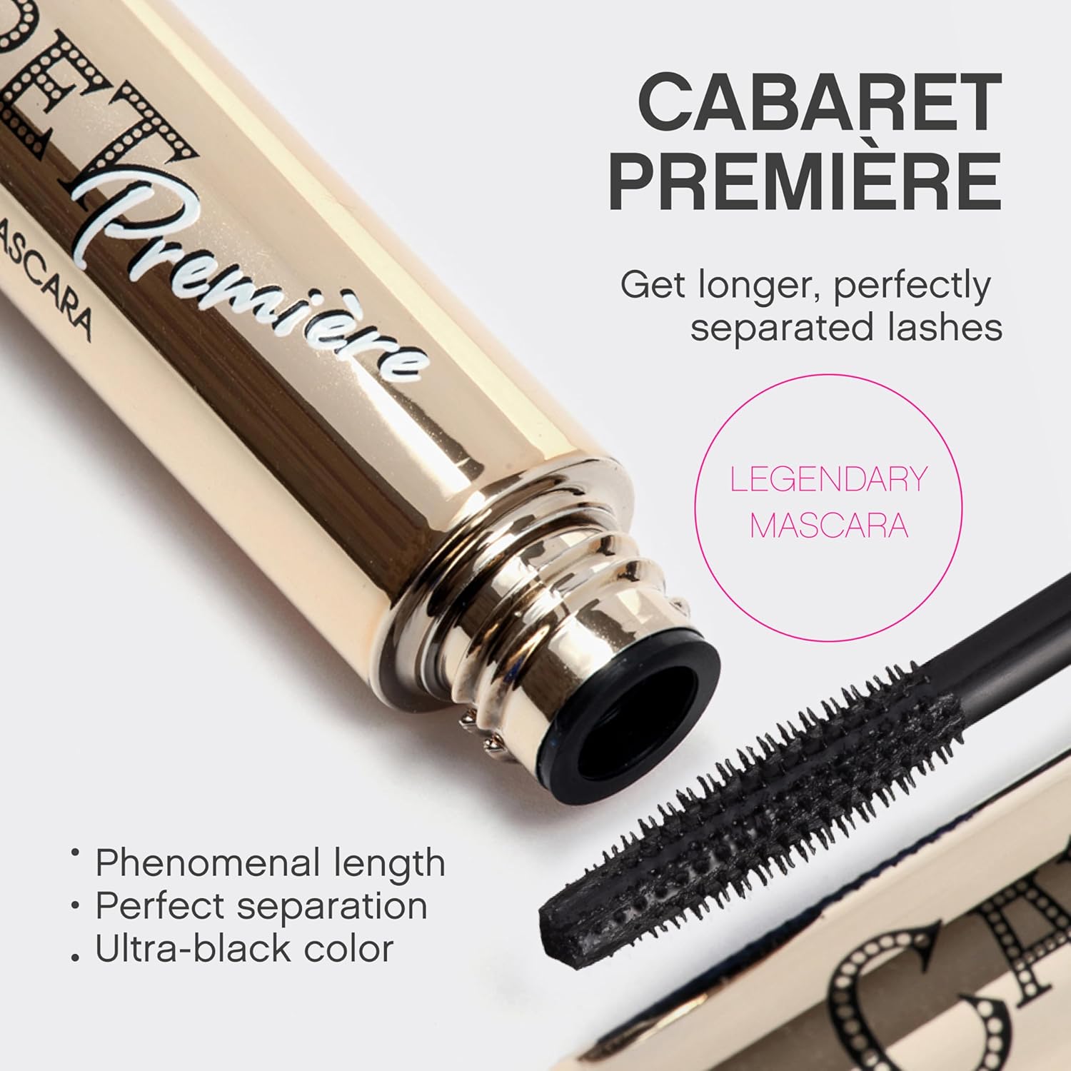 Vivienne Sabó Cabaret Premiere Black Mascara, Volume and Length, Defining, Curling, No Flaking, No Clumping, Smudge Proof, Washable, Cruelty-Free, Made in Europe, (01 Black), 0.3 Fl Oz, 1 Pack - Image 2