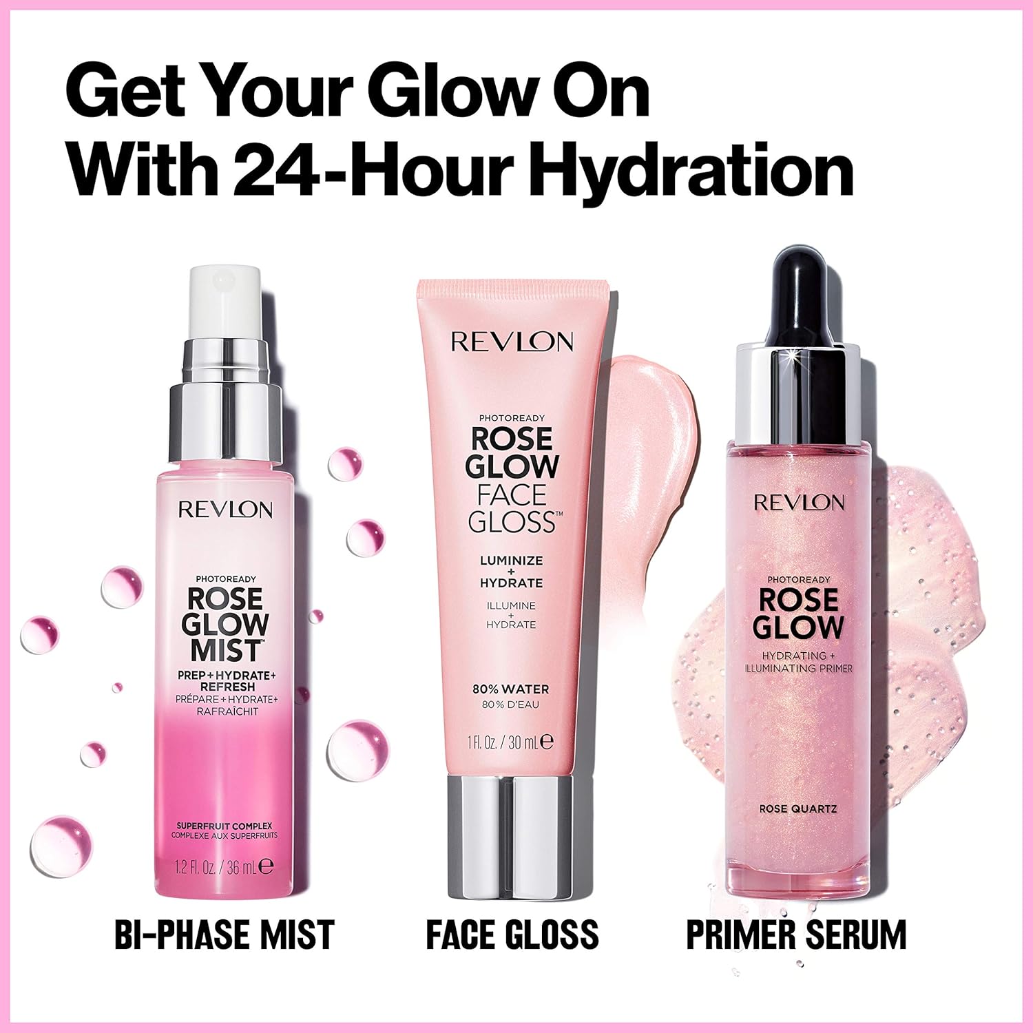 Revlon PhotoReady Face Gloss Rose Glow Primer, Makeup for All Skin Types, Hydrates, Illuminates & Moisturizes, Infused with Glycerin & Olive Oil Extract, 80% Water, 1 Fl Oz - Image 8