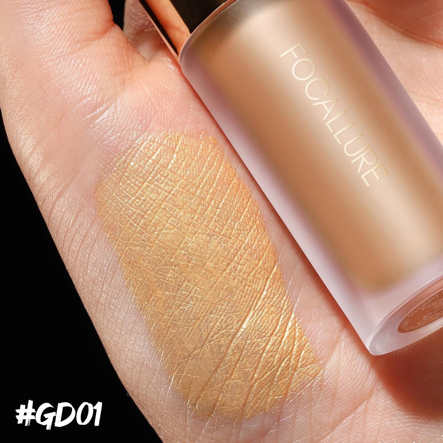 FOCALLURE Shimmer Liquid Highlighter, Smooth Cream Formula and Non-greasy Finish,Delivers a Natural Glow, Long Lasting Illuminator Highlighter Face Enhancing Makeup,Golden Wind - Image 4