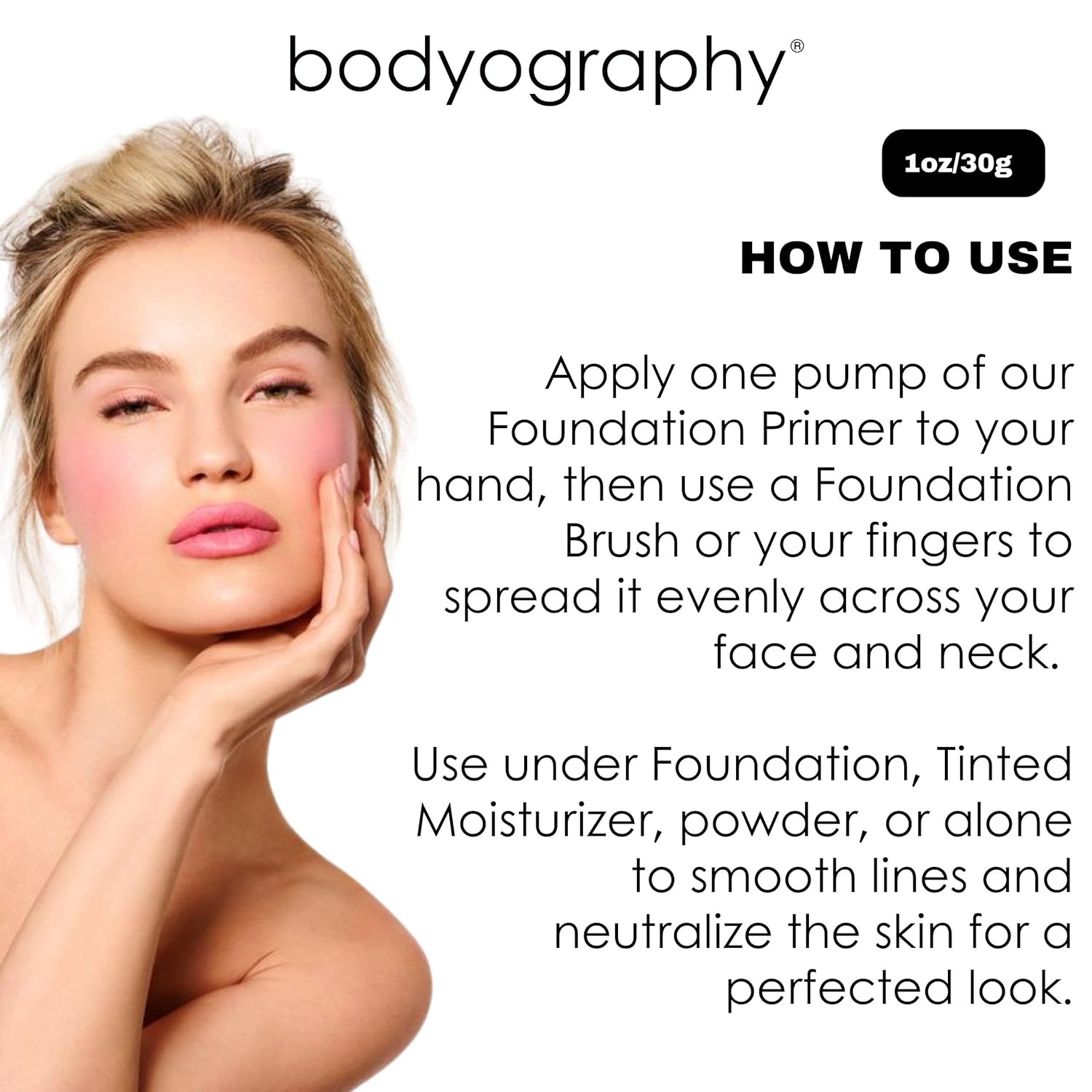 BODYOGRAPHY - Foundation Primer (Clear): Flawless Anti-Aging Salon Makeup Primer w/Vitamin E, A, Jojoba, Grapeseed Oil | Control Shine | Gluten-Free, Cruelty-Free, 1 oz. - Image 6