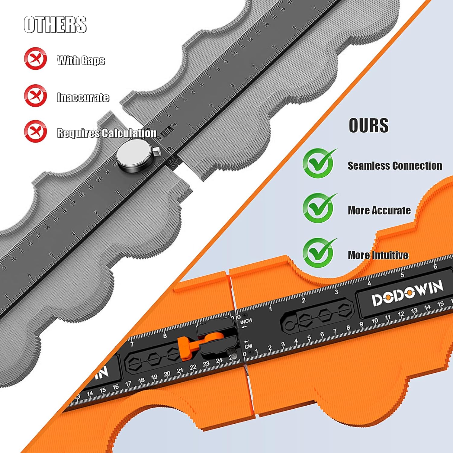 DODOWIN Contour Gauge Unlimited Connection Profile Tool 20 inch, Super Gauge Shape Outline Tool, Gift for Men Dad Him Husband,Welding Floor Woodworking Tool Tracing - Image 7