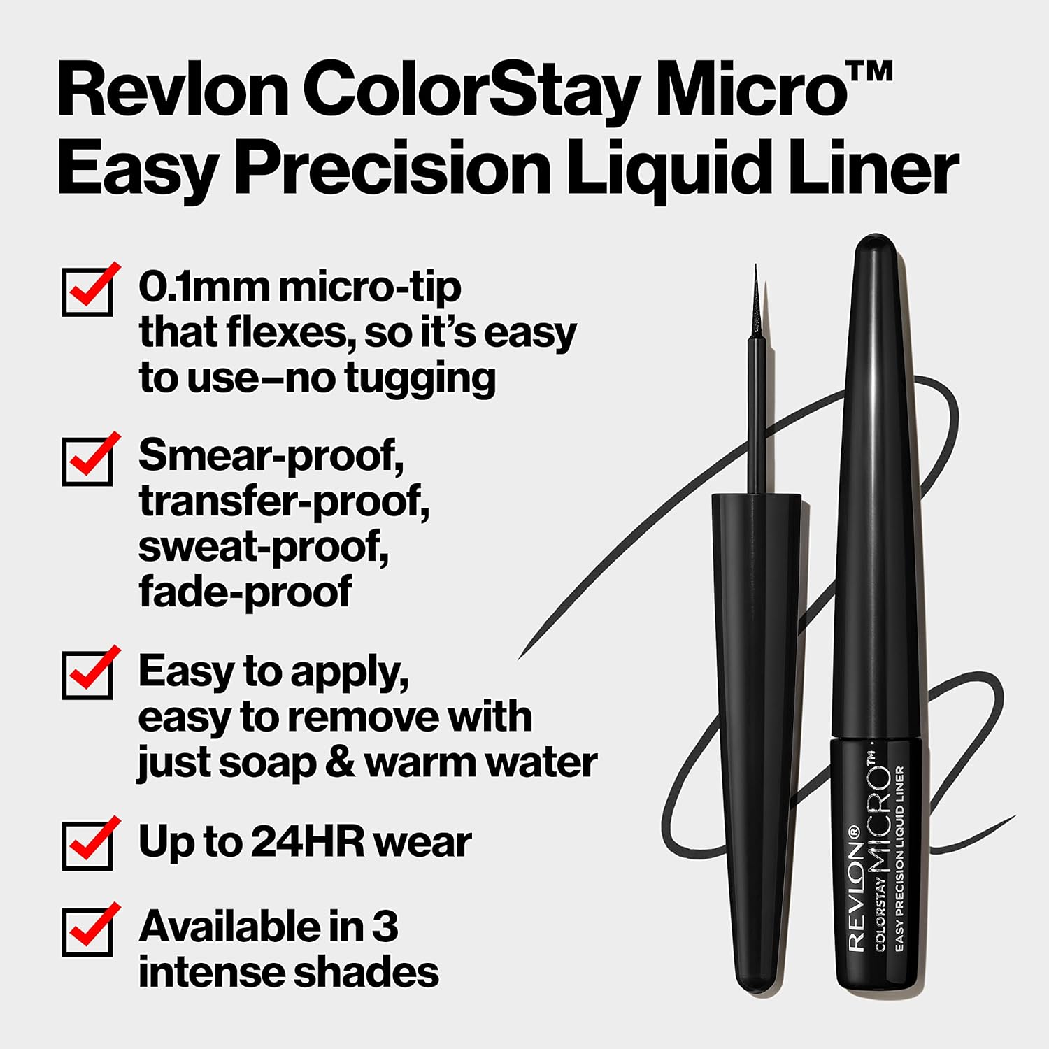 REVLON ColorStay Micro Easy Precision Liquid Eyeliner, Waterproof, Smudgeproof, Longwearing with Felt Tip Applicator, 301 Blackout, 0.057 fl oz - Image 3