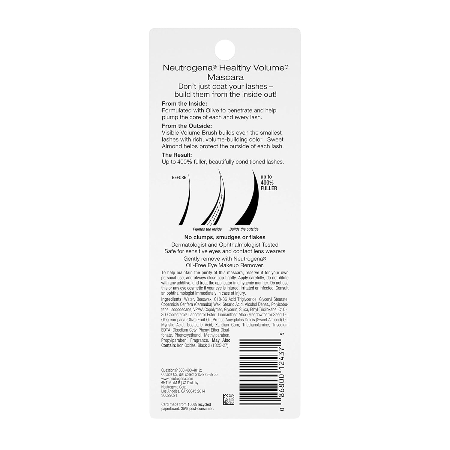 Neutrogena Healthy Volume Lash-Plumping Mascara, Volumizing and Conditioning Mascara with Olive Oil to Build Fuller Lashes, Clump-, Smudge- and Flake-Free, Black 02, 0.21 oz (Pack of 2) - Image 7