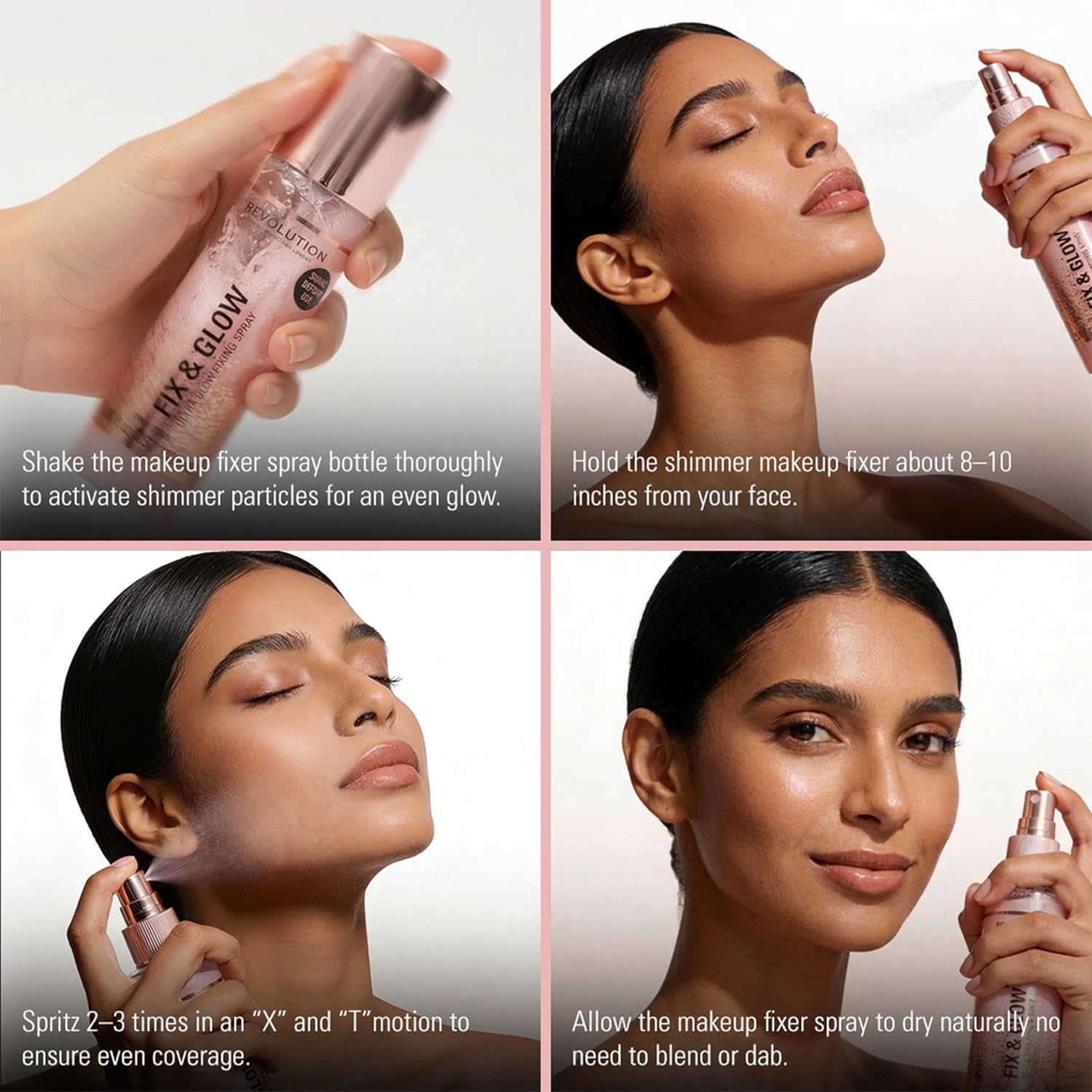 Makeup Revolution Fix & Glow Fixing Spray, Illuminating & Hydrating, Vegan & Cruelty-Free, 3.38 Fl Oz - Image 8