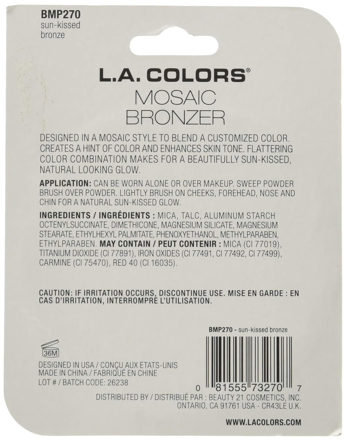 L.A. COLORS HD Mosaic Bronzer (carded), Sun-Kissed Bronze CBMP270 - Image 4