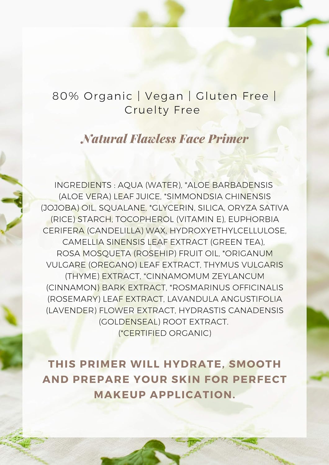 Mom's Secret Natural Flawless Face Makeup Primer, Organic, Vegan, Gluten Free, Non GMO, For All Skin Types, Paraben Free, Cruelty Free, Made in the USA, 1oz - Image 4