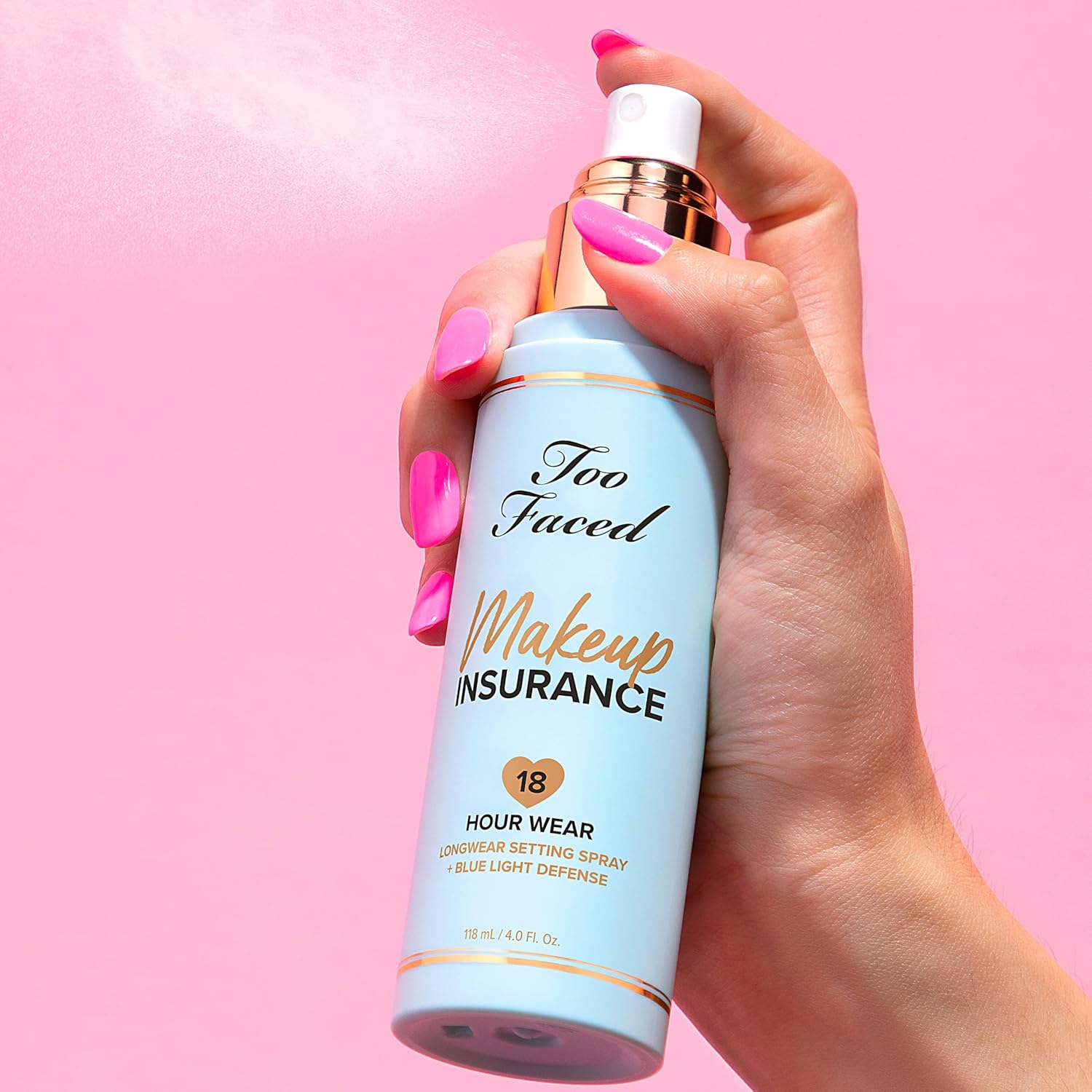 Too Faced Makeup Insurance Setting Spray | Hydrating, Long Lasting, Vegan + Cruelty Free, 4 Fl Oz - Image 5