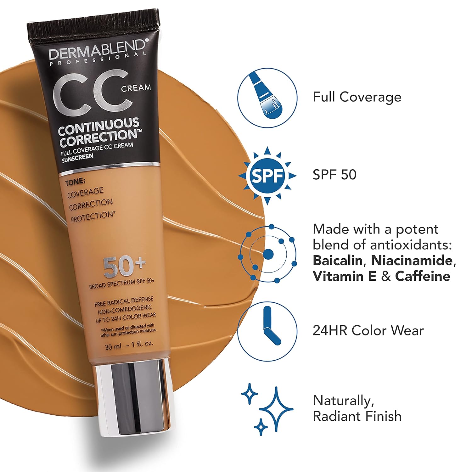 Dermablend Continuous Correction Tone-Evening CC Cream Foundation SPF 50+, Full Coverage Foundation Makeup & Color Corrector, Oil-Free - Image 4