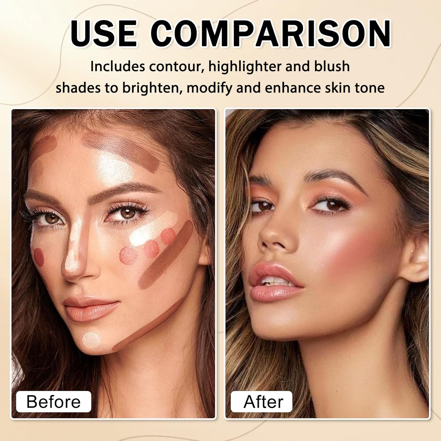 6 Colors Cream Contour Stick Makeup Kit, Double-ended Cream Highlighter Stick Bronzer and Blush Stick for Sculpt the Cheeks, Matte & Dewy Finish, Face Contour Kit for Beginners, Set A - Image 6