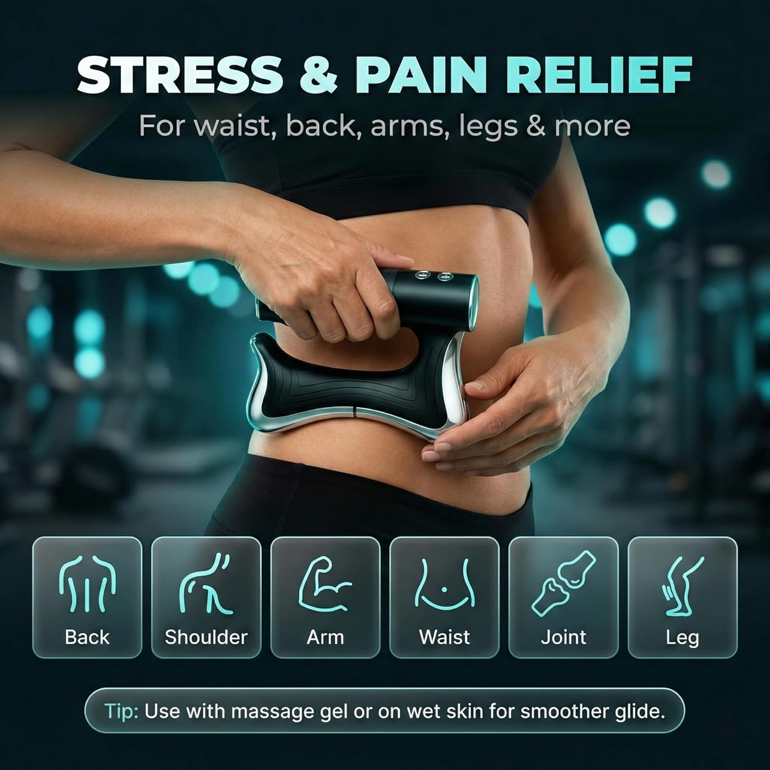 Sculptor Full Body Contour Device with Heat & EMS, Cellulite Massager Skin Firming & Lymphatic Drainage Muscle Relief Better Circulation, Electric Fascia Knife for Belly, Arm, Waist, Leg (Black) - Image 4