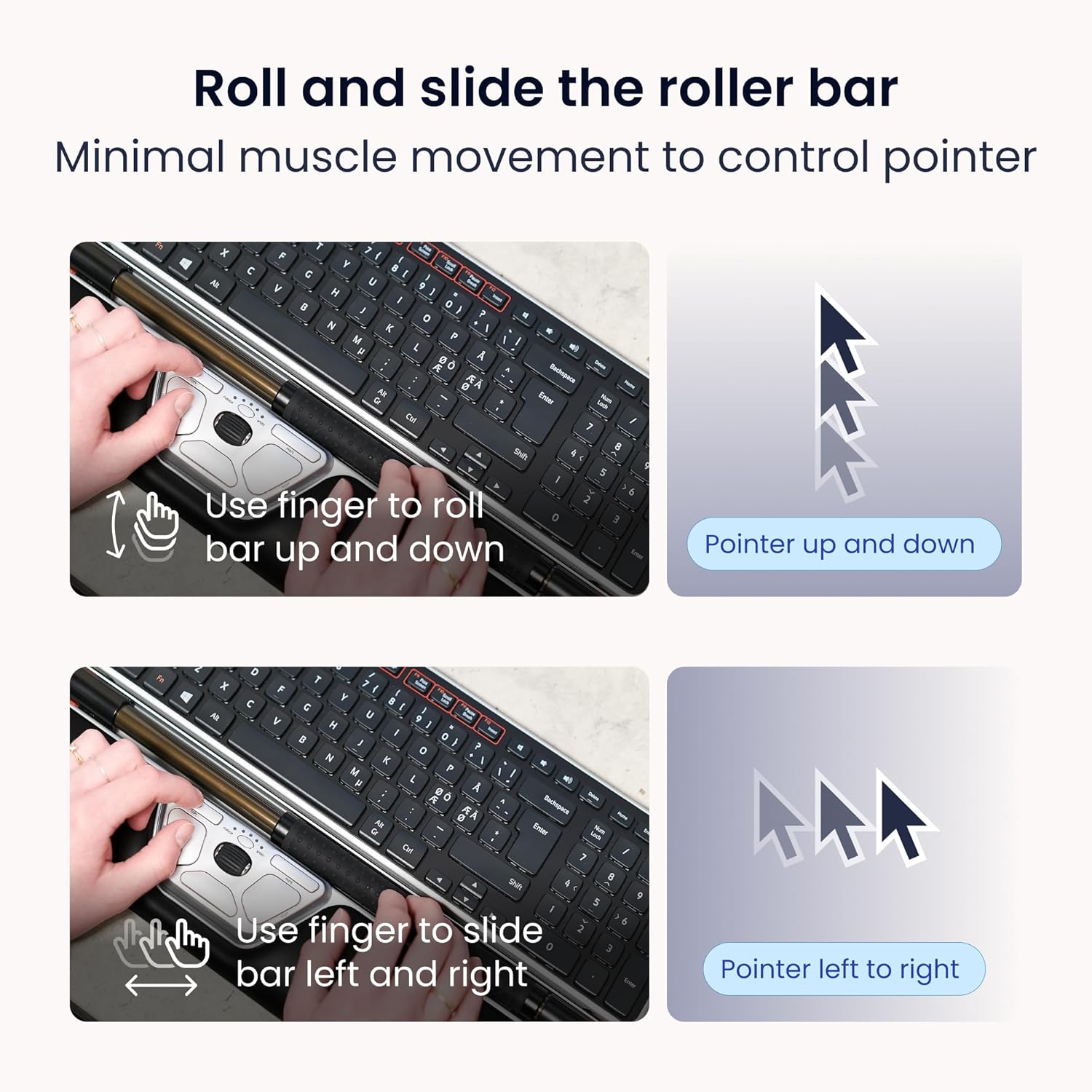 Contour RollerMouse Red Ergonomic Mouse for Shoulder Forearm Wrist Strain Relief for RSI Carpal Tunnel Centered Rollerbar 6 Customizable Buttons 10 Speed Settings Mac/PC Compatible Wireless - Regular - Image 4