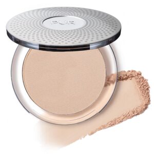 PÜR MINERALS 4-in-1 Pressed Mineral Makeup Powder Foundation with SPF 15 – Concealer & Finishing Compact Pressed Powder for Face – Buildable Medium to Full Coverage Foundation Powder