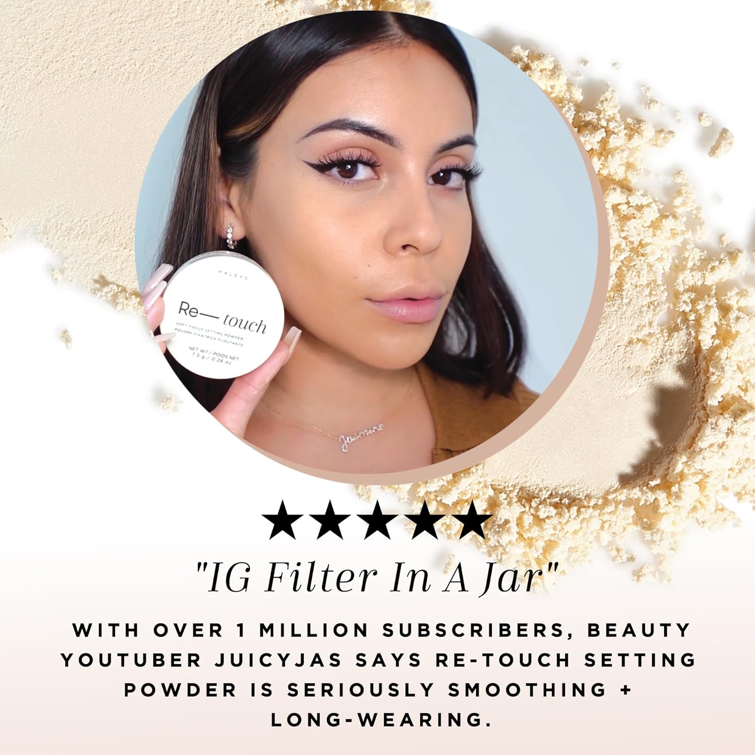 HALEYS Re-touch Setting Powder VEGAN + CRUELTY-FREE, Ultra-Blurring, Lightweight, Non-Caking, Nourishes, Smoothens for Filter-Like Finish, Soft Focus Translucent Loose Powder (Honey Shade) - Image 8