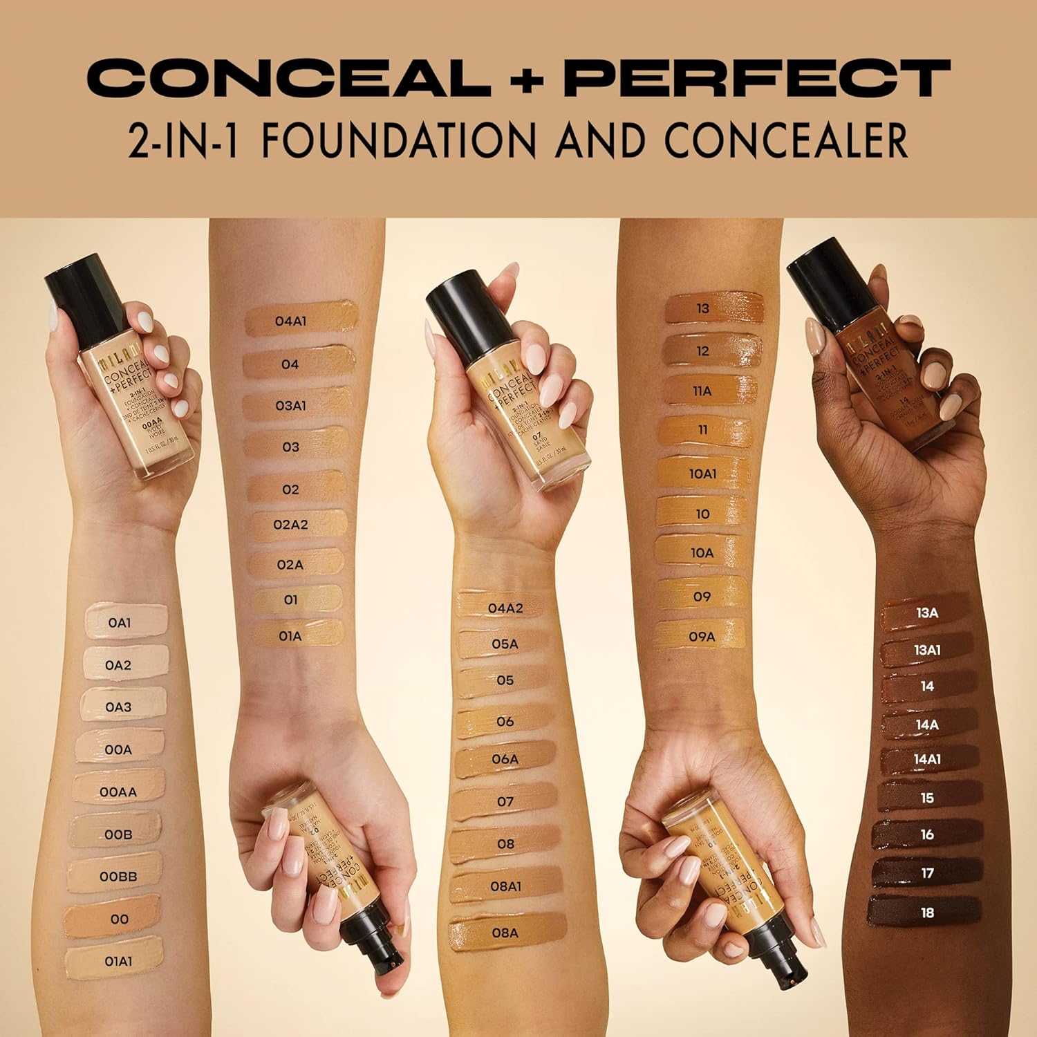 Milani Conceal + Perfect 2-in-1 Foundation + Concealer for a Flawless Complexion, Under Eye Corrector, Cover Redness and Imperfections, Waterproof and Sweatproof - Creamy Natural - Image 6