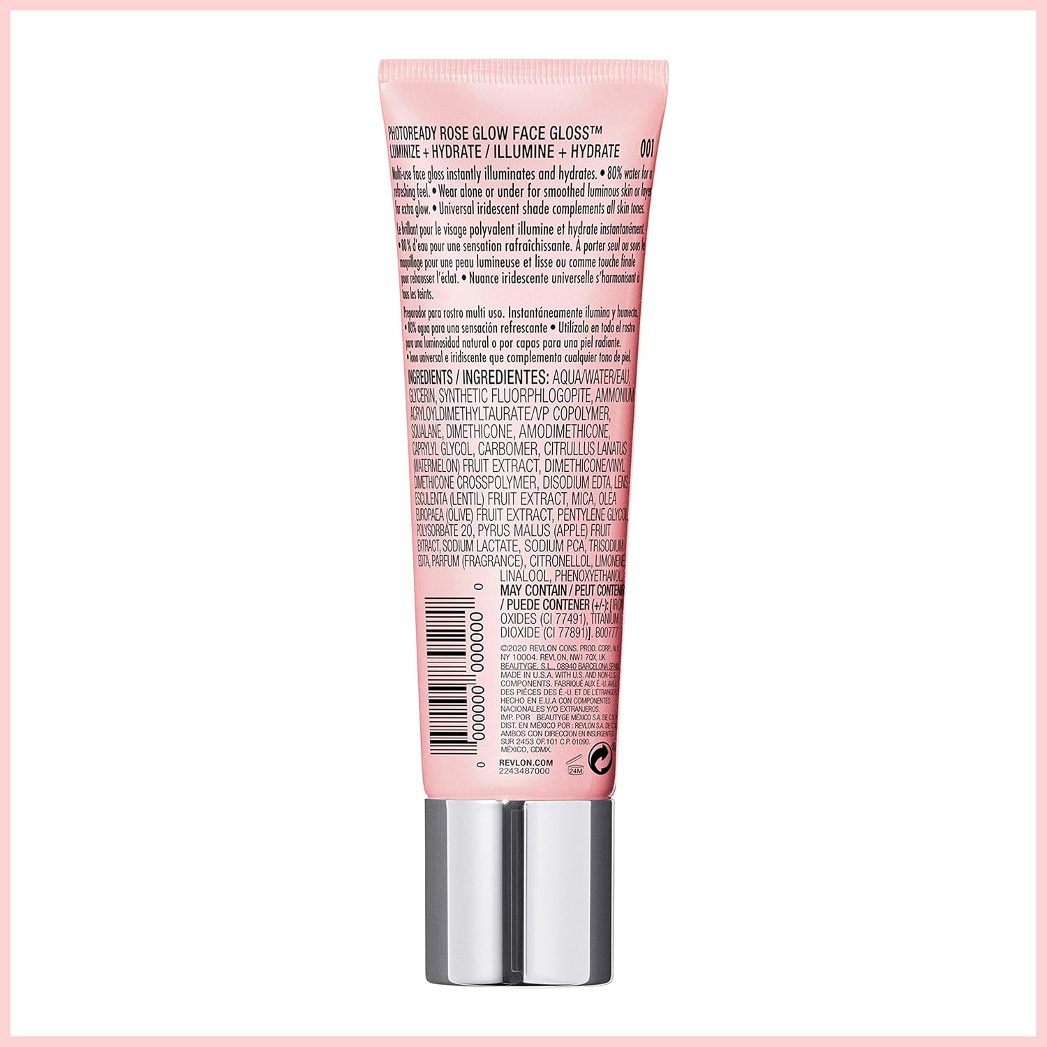 Revlon PhotoReady Face Gloss Rose Glow Primer, Makeup for All Skin Types, Hydrates, Illuminates & Moisturizes, Infused with Glycerin & Olive Oil Extract, 80% Water, 1 Fl Oz - Image 13