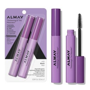 Almay Thickening & Tint Mascara, Instant Soft Full Volume, Conditions & Darkens Natural Lashes Over Time, No Flaking or Clumping (Packaging May Vary), 402 Black, 2 count