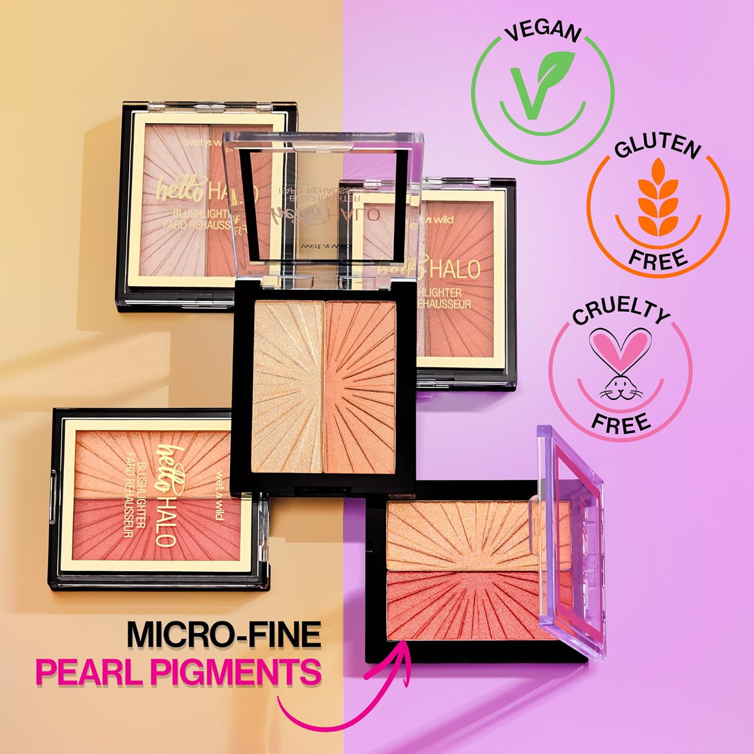 Wet n Wild MegaGlo Blushlighter, Blendable Blush & Highlighter Set, Shimmery Metallic Finish, Highlight Bling - Image 4