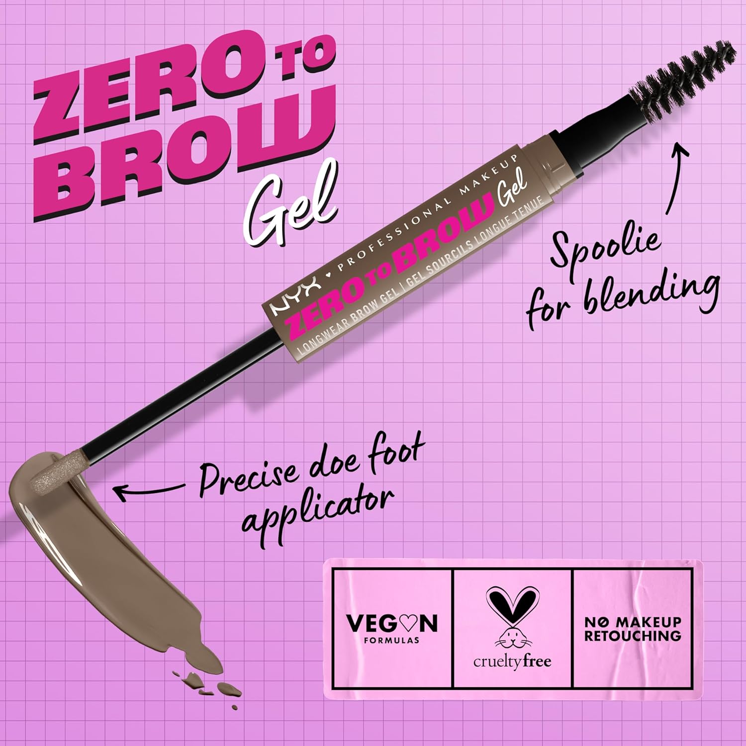 NYX PROFESSIONAL MAKEUP Zero to Brow, Longwear Eyebrow Gel, Ash Brown - Image 3