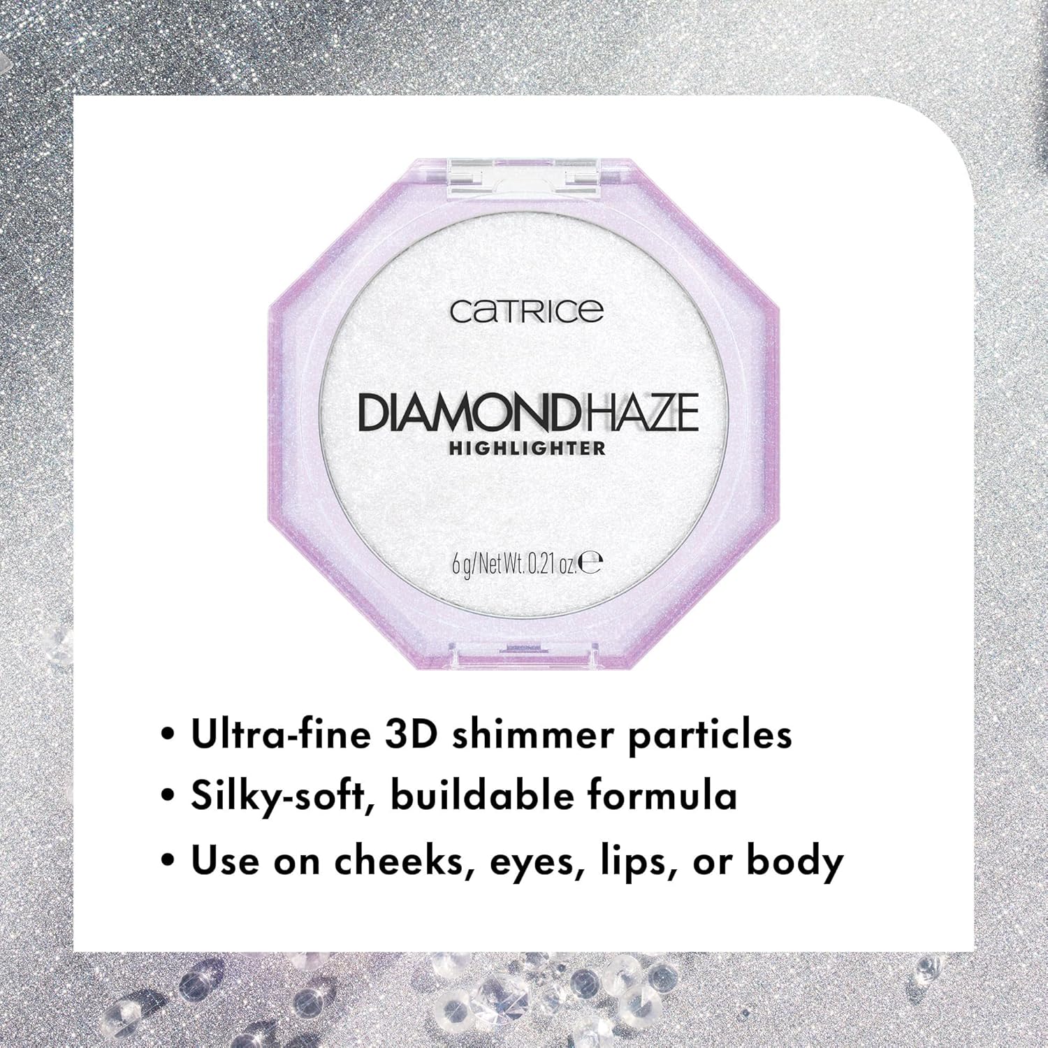 Catrice | Diamond Haze Highlighter (010 Gimme Glitter) | Stunning 3D Shimmer Effect for Face & Body | Silky, Buildable Glow | Vegan & Cruelty Free - Image 4