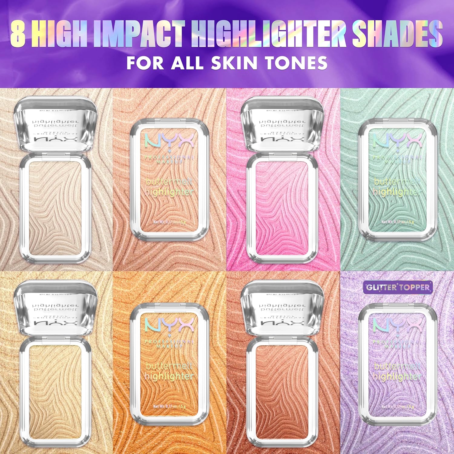 NYX PROFESSIONAL MAKEUP Buttermelt Highlighter, Powder Highlighter Makeup, With Up to 12H Wear and High Impact Glow - 05 Bright and Butta (Light Champagne) - Image 9