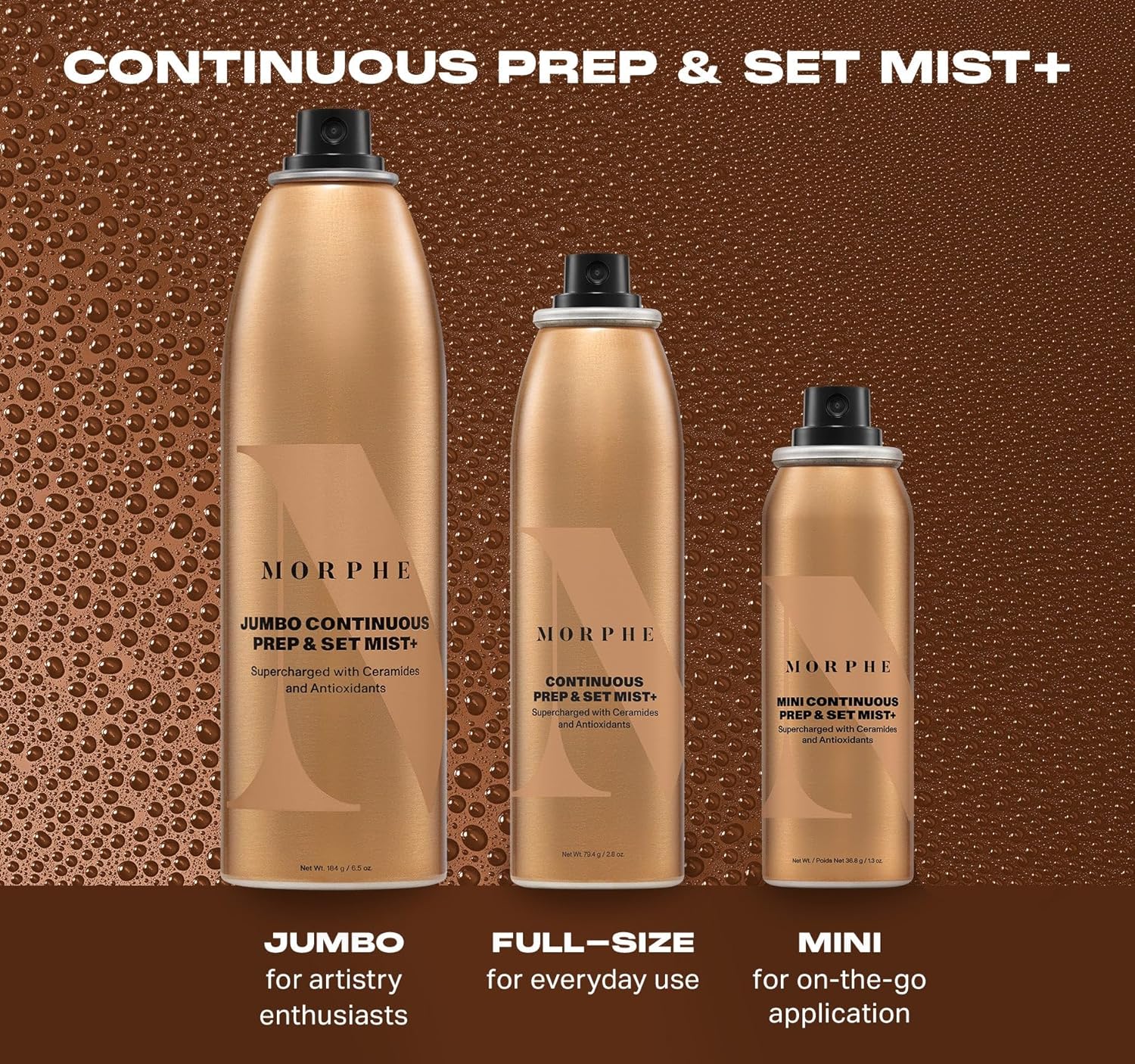 Morphe Continuous Prep & Set Setting Spray - Hydrating Setting Spray for Makeup & Skin Prep - Enriched with Ceramides and Antioxidants for a Radiant Finish (2.8 oz) - Image 7