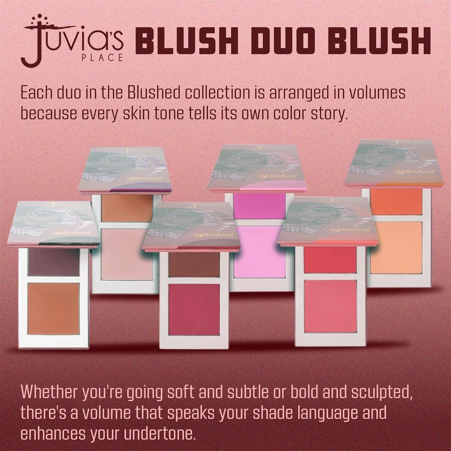 Juvia's Place Blushed Duo Blush Volume5 - Two Tone Pigmented Buildable Pressed Mineral Powder - Rosy Natural Cheeks Matte Fresh Finish for All Skin Color - Image 3