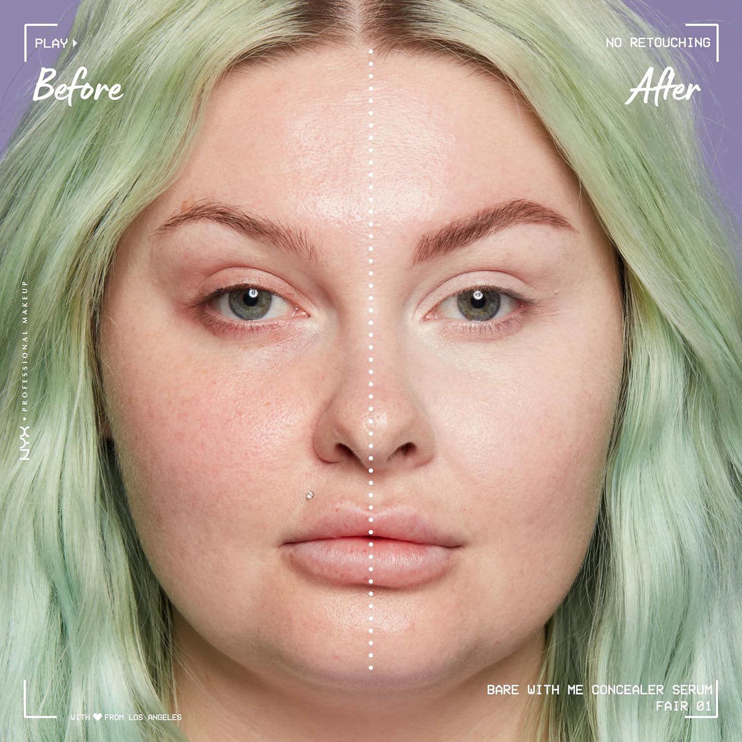 NYX PROFESSIONAL MAKEUP Bare With Me Concealer Serum, Concealer Makeup For Up To 24Hr Hydration - Fair - Image 4