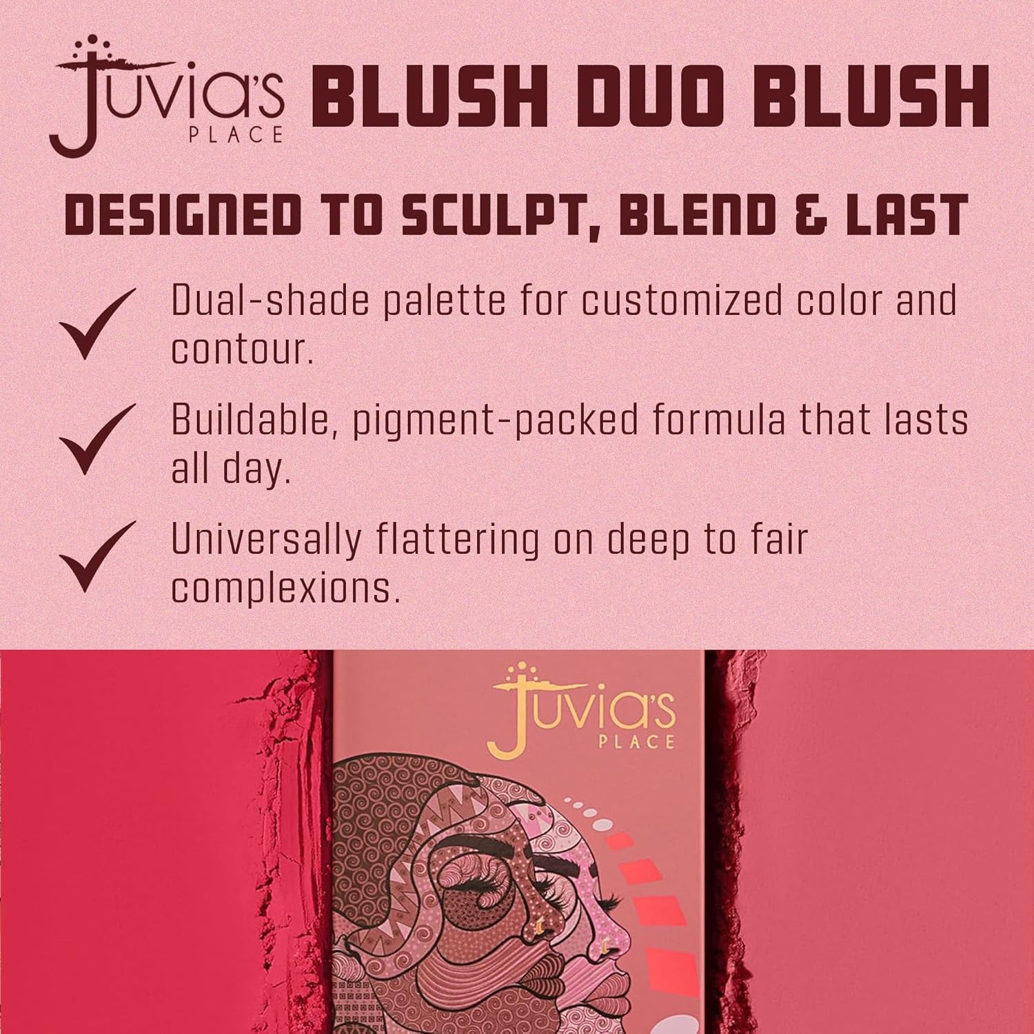Juvia's Place Blushed Duo Blush Volume5 - Two Tone Pigmented Buildable Pressed Mineral Powder - Rosy Natural Cheeks Matte Fresh Finish for All Skin Color - Image 6