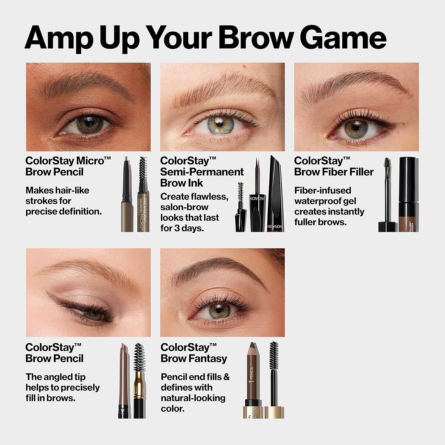 Revlon ColorStay Micro Eyebrow Pencil with Built In Spoolie Brush, Infused with Argan and Marula Oil, Waterproof, Smudgeproof, 454 Medium Brown, 0.003 oz - Image 12