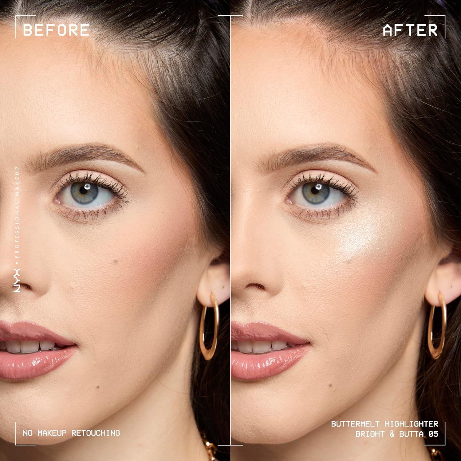 NYX PROFESSIONAL MAKEUP Buttermelt Highlighter, Powder Highlighter Makeup, With Up to 12H Wear and High Impact Glow - 05 Bright and Butta (Light Champagne) - Image 3