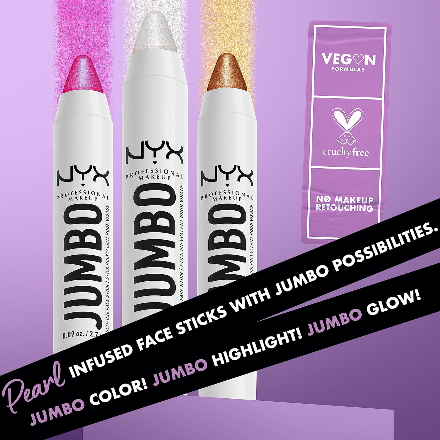 NYX PROFESSIONAL MAKEUP, Jumbo Multi-Use Face Highlighter Stick - Vanilla Ice Cream - Image 8