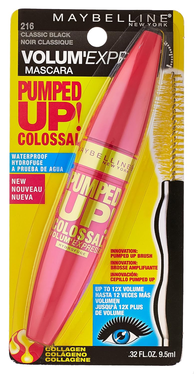 Maybelline New York Volum' Express Pumped Up! Colossal Waterproof Mascara, Classic Black, 0.32 Fl Oz, (K1569200) - Image 2