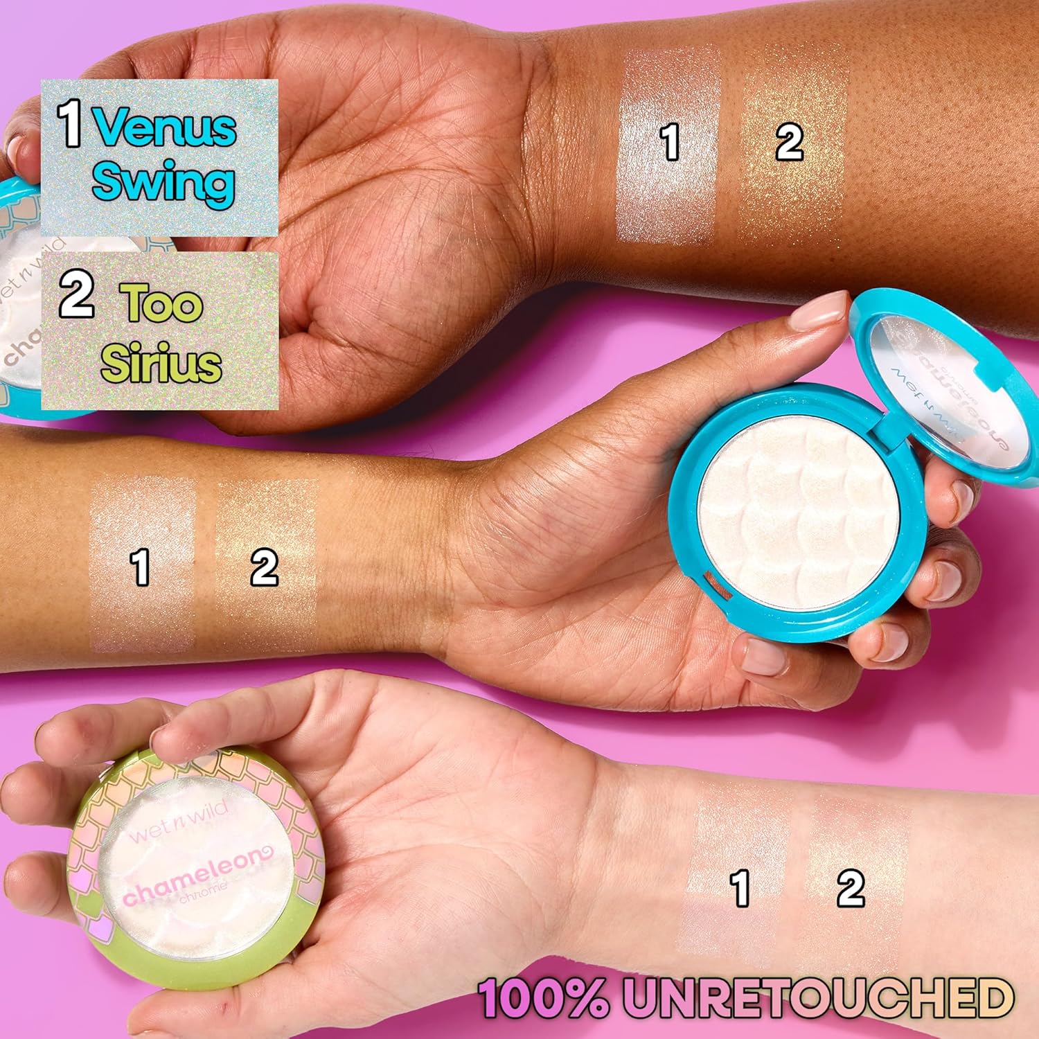 wet n wild Chameleon Chrome Highlighter, Dynamic Color Shift, Liquid-to-Baked Texture, Customizable Luminous Radiance, Cruelty-Free - Too Sirius - Image 4