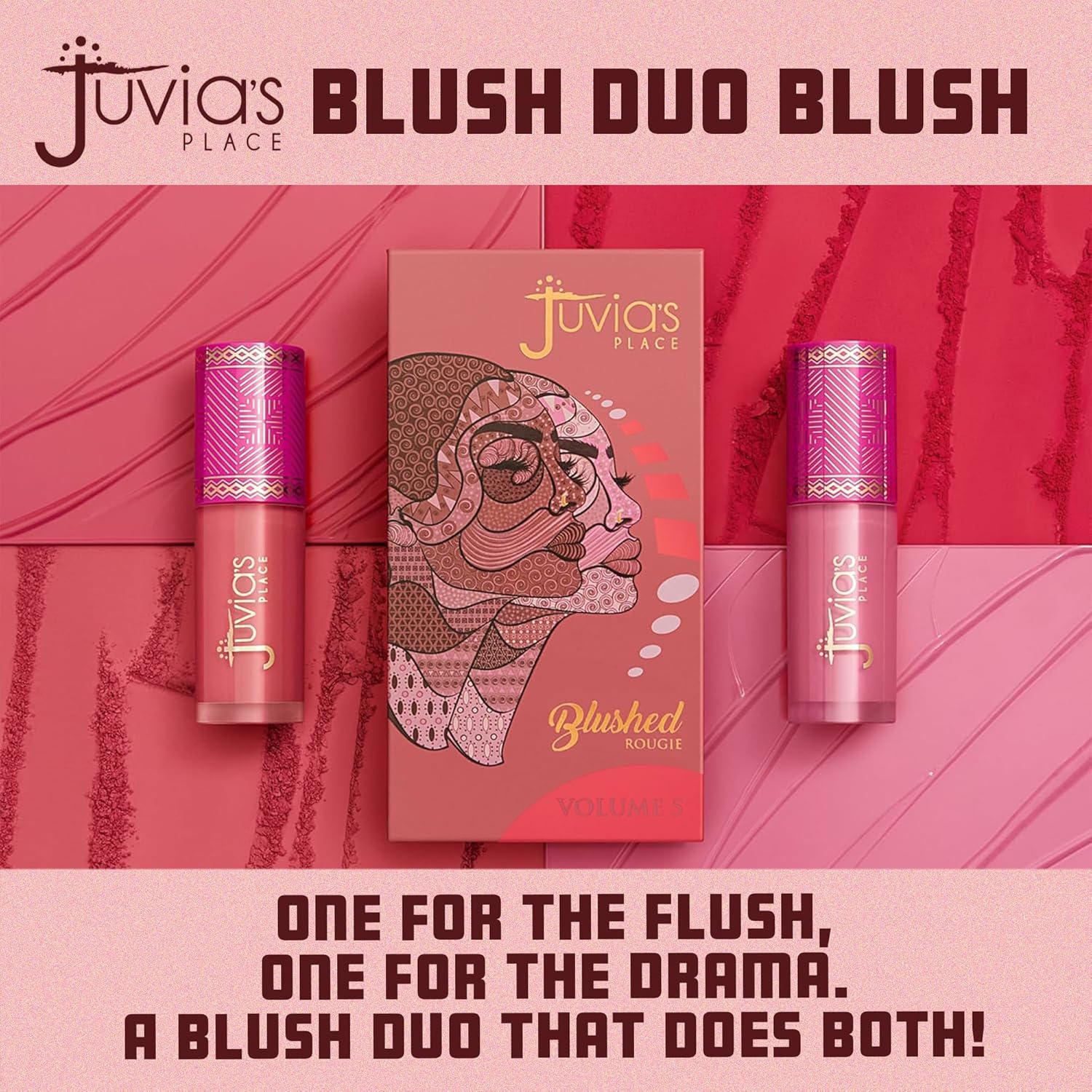 Juvia's Place Blushed Duo Blush Volume5 - Two Tone Pigmented Buildable Pressed Mineral Powder - Rosy Natural Cheeks Matte Fresh Finish for All Skin Color - Image 7